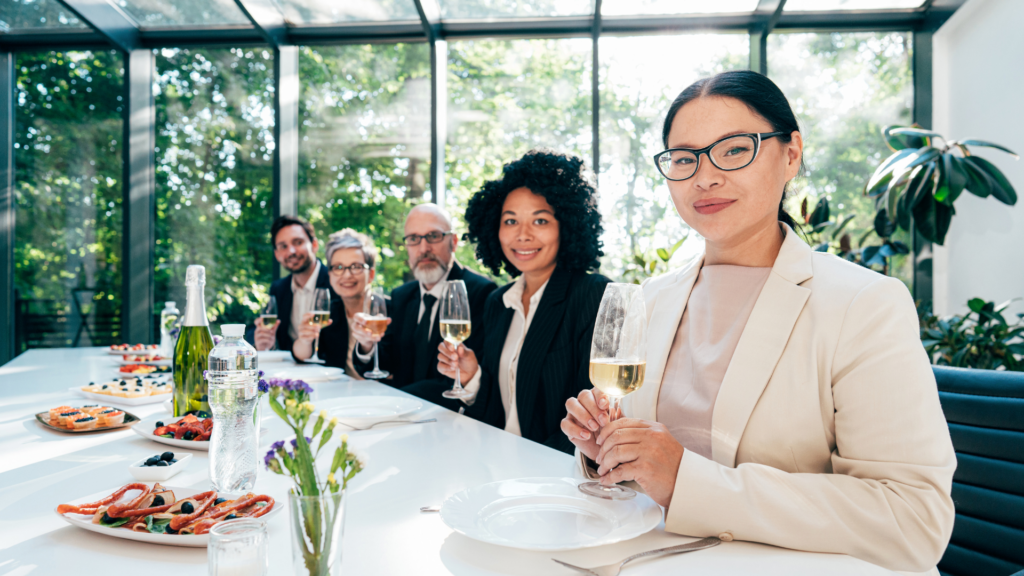 A beautifully decorated event space with elegant table settings.