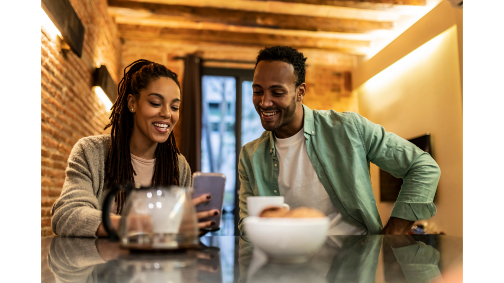A person showcasing her Linkedin profile featuring high-quality photos of a shoot location.